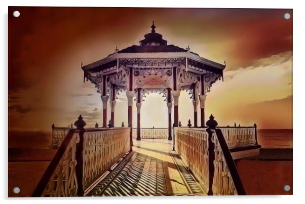 Iconic Victorian Bandstand in Brighton Acrylic by Beryl Curran