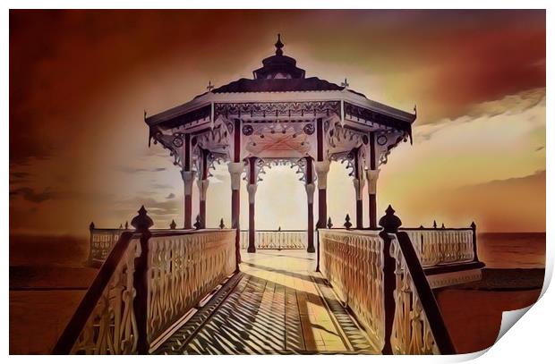 Iconic Victorian Bandstand in Brighton Print by Beryl Curran