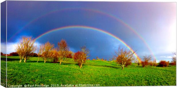 A Double Rainbow near Dartmouth Canvas Print by Paul F Prestidge
