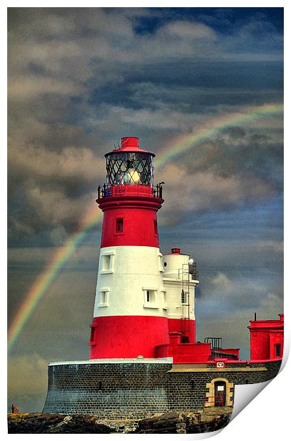 Rainbow Shining Through Lighthouse Print by Sandi-Cockayne ADPS