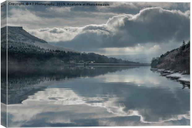 Ladybower Reservoir Reflections Canvas Print by K7 Photography