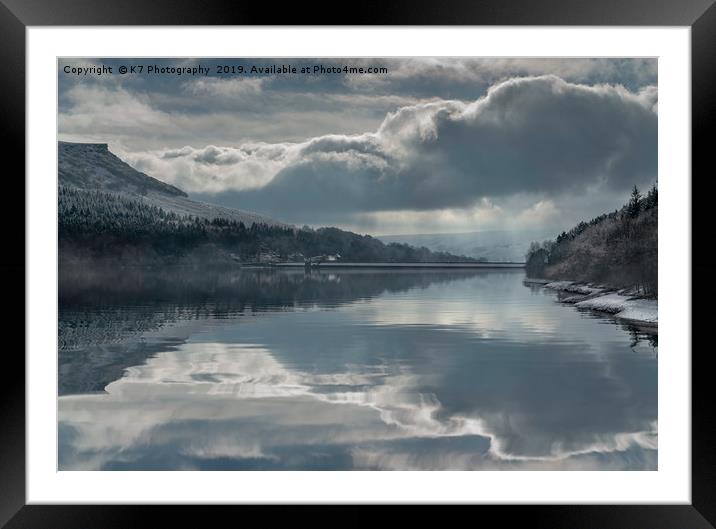 Ladybower Reservoir Reflections Framed Mounted Print by K7 Photography