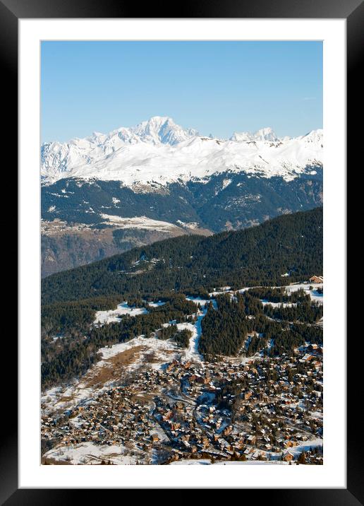 Meribel and Mont Blanc French Alps France Framed Mounted Print by Andy Evans Photos