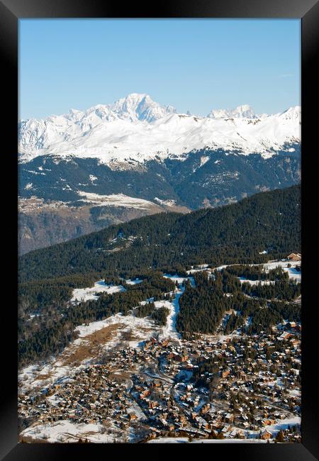 Meribel and Mont Blanc French Alps France Framed Print by Andy Evans Photos