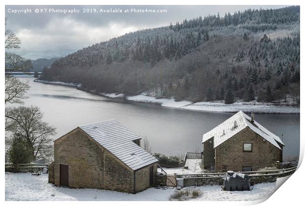 Winter over Ladybower Reservoir Print by K7 Photography