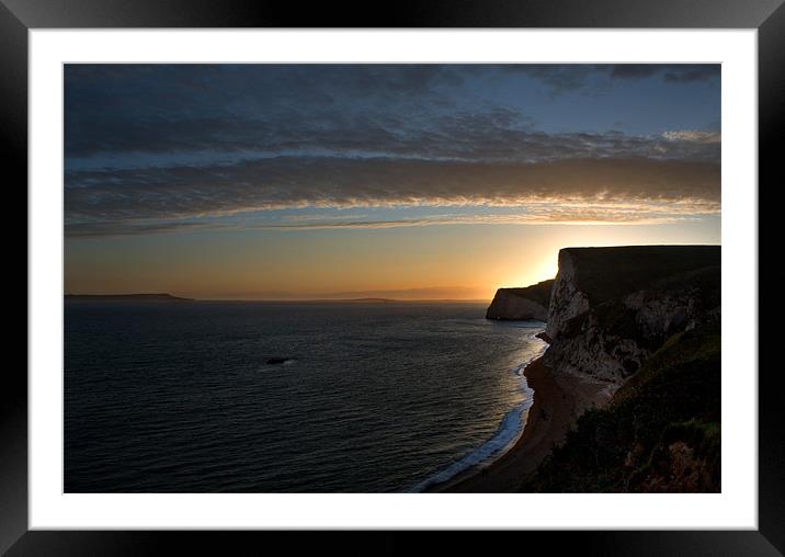 Sunset Over Lulworth Framed Mounted Print by Dave Hayward