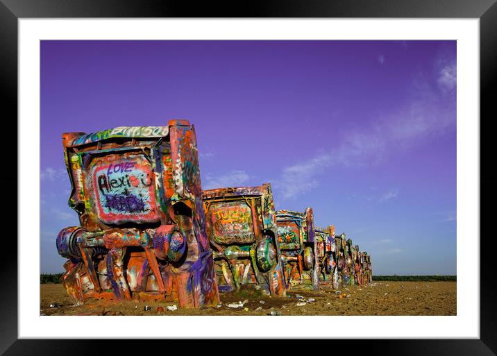 Cadillac Ranch Sunset Framed Mounted Print by DiFigiano Photography