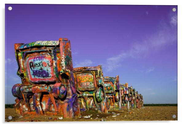 Cadillac Ranch Sunset Acrylic by DiFigiano Photography