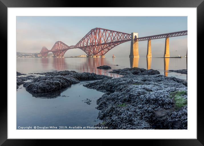 The Forth Bridge in Winter Framed Mounted Print by Douglas Milne