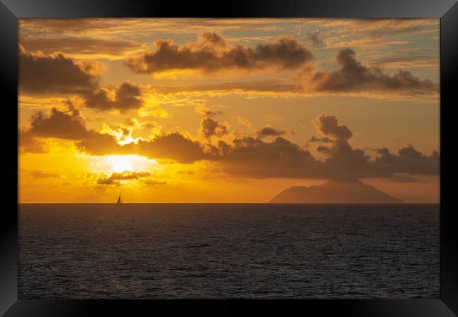 Caribbean Sunset Framed Print by Roger Green