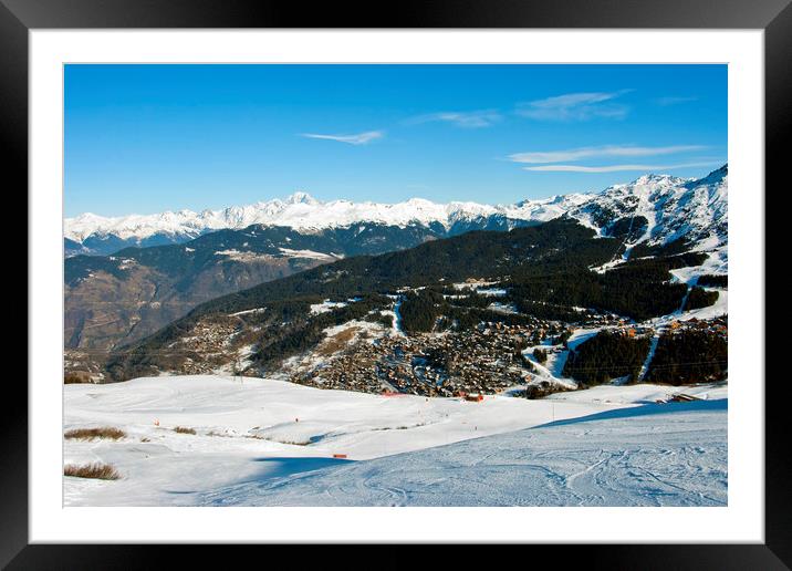 Meribel and Mont Blanc French Alps France Framed Mounted Print by Andy Evans Photos