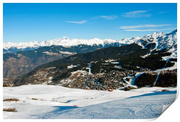 Meribel and Mont Blanc French Alps France Print by Andy Evans Photos