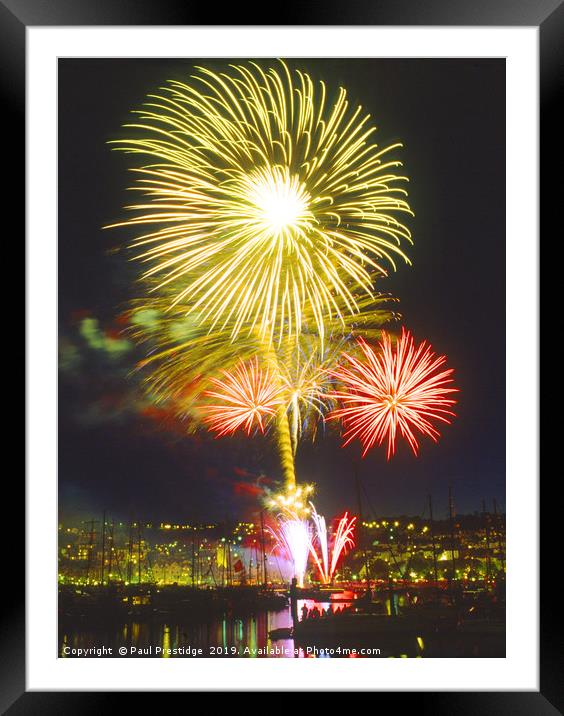 Dartmouth Regatta Fireworks Framed Mounted Print by Paul F Prestidge