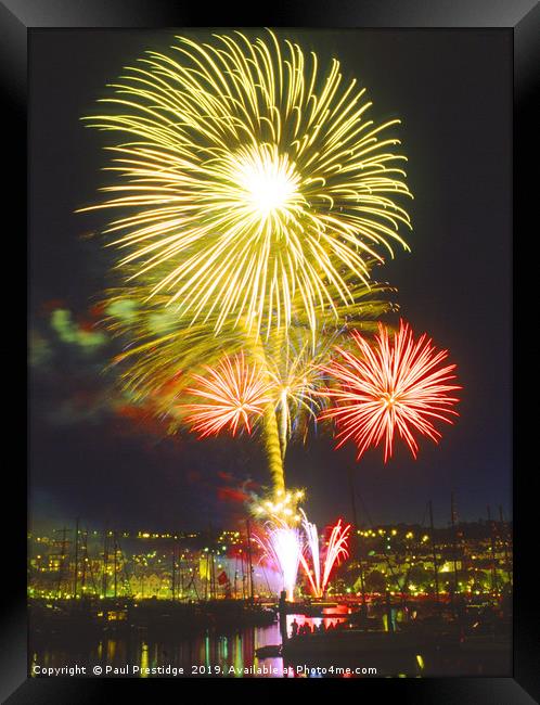 Dartmouth Regatta Fireworks Framed Print by Paul F Prestidge