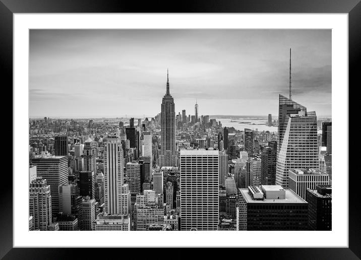 New York Classic Skyline Black and White  Framed Mounted Print by Chris Curry