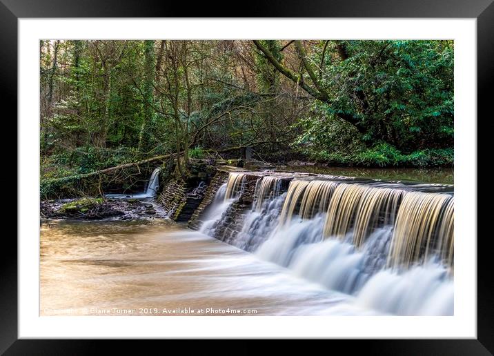 Woodland waterfall  Framed Mounted Print by Claire Turner