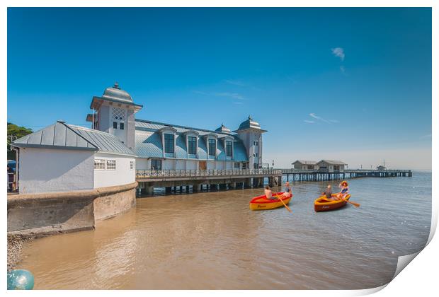 Little Rowers At Penarth Pier Print by Steve Purnell