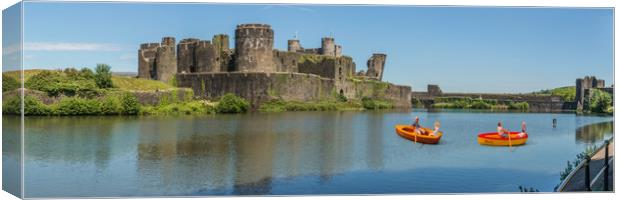 Little Rowers At Caerphilly Castle 1 Canvas Print by Steve Purnell