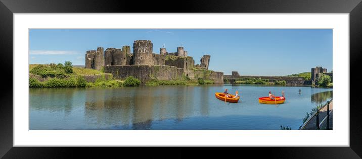 Little Rowers At Caerphilly Castle 1 Framed Mounted Print by Steve Purnell