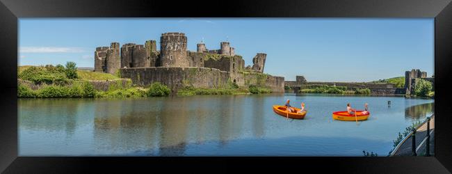 Little Rowers At Caerphilly Castle 1 Framed Print by Steve Purnell