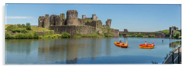 Little Rowers At Caerphilly Castle 1 Acrylic by Steve Purnell
