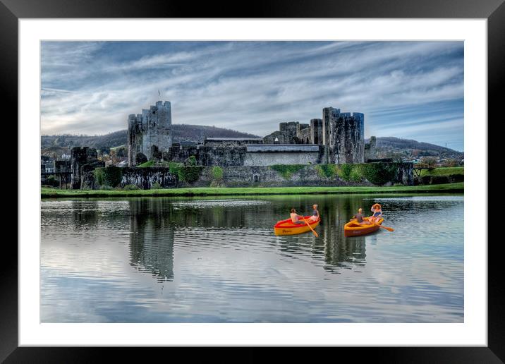 Little Rowers At Caerphilly Castle 2 Framed Mounted Print by Steve Purnell