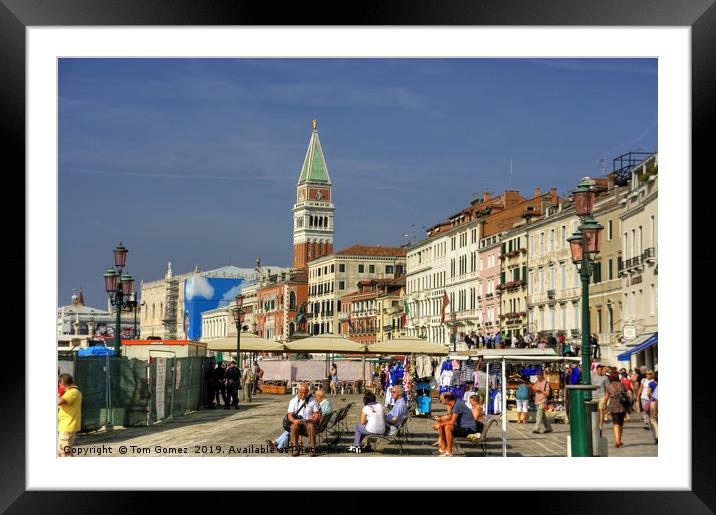 On the Riva Degli Schiavoni Framed Mounted Print by Tom Gomez