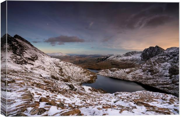 Winter Sunset Snowdonia Canvas Print by Palombella Hart