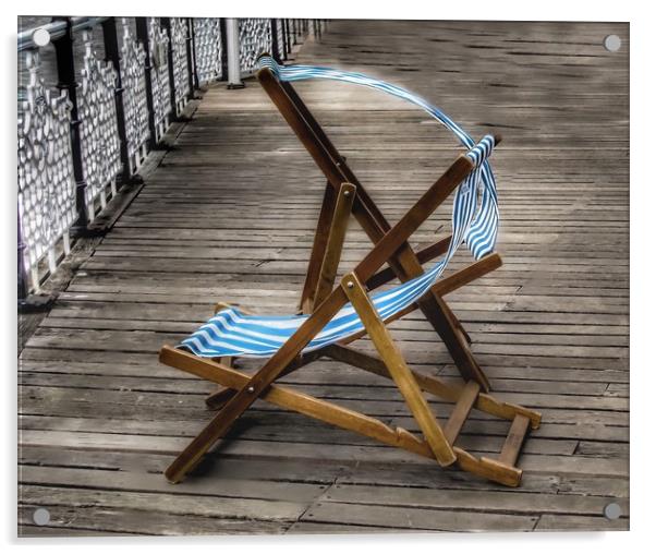 Brighton deckchairs  Acrylic by Beryl Curran