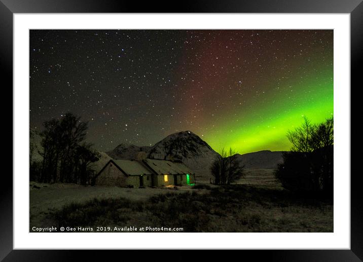 Aurora at Black Rock Framed Mounted Print by Geo Harris