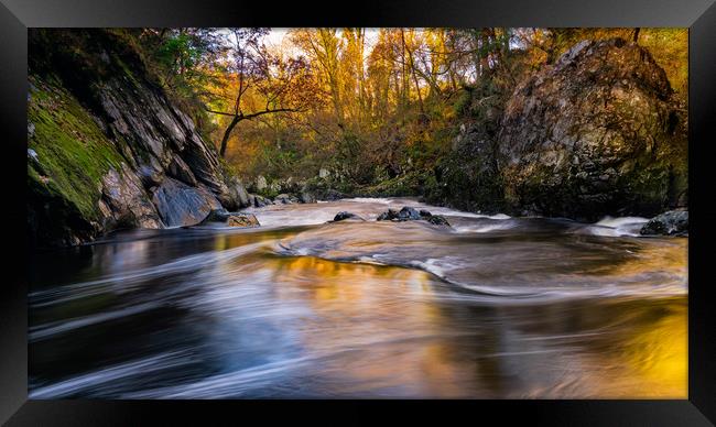 Autumn fast flowing River Framed Print by Palombella Hart