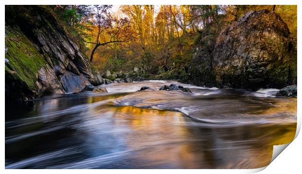 Autumn fast flowing River Print by Palombella Hart