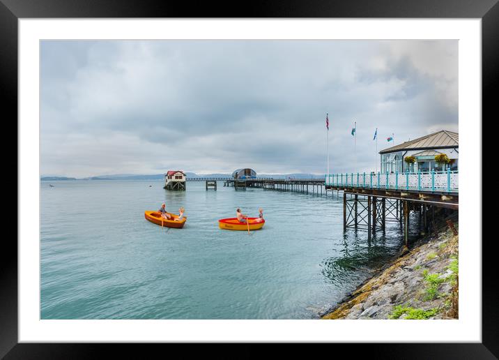 Little Rowers At Mumbles Pier Framed Mounted Print by Steve Purnell