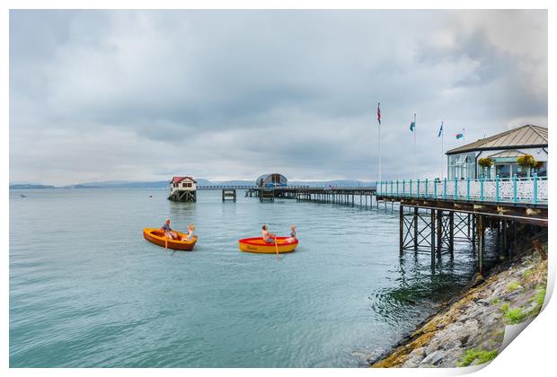 Little Rowers At Mumbles Pier Print by Steve Purnell