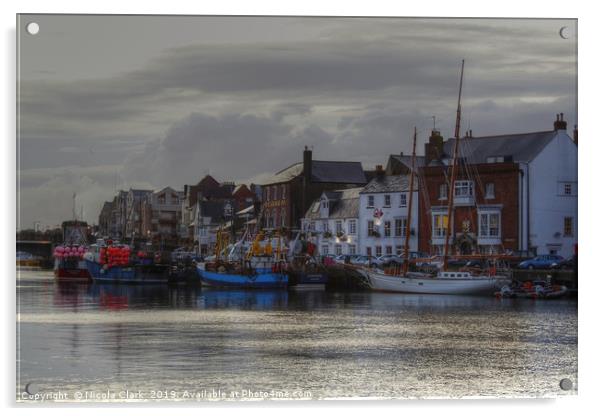 Evening In The Harbour Acrylic by Nicola Clark