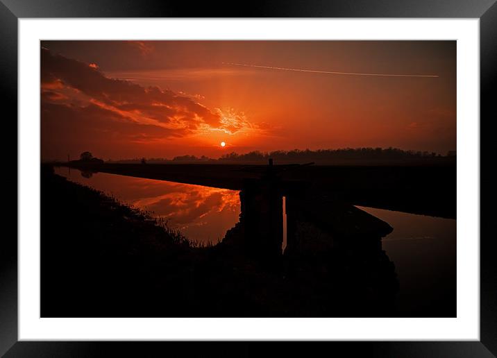 Norfolk Fen Sunset Framed Mounted Print by Roy Scrivener