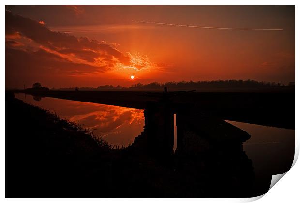 Norfolk Fen Sunset Print by Roy Scrivener