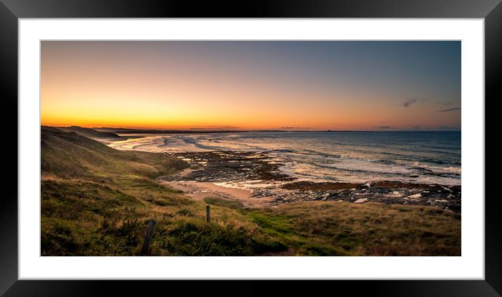 Bamburgh beach sunset  Framed Mounted Print by Naylor's Photography
