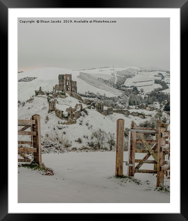 Winters gateway to Corfe Castle  Framed Mounted Print by Shaun Jacobs