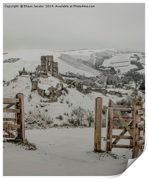 Winters gateway to Corfe Castle  Print by Shaun Jacobs