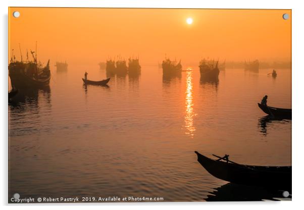 Cox's Bazar, Bangladesh, sunrise over fishing port Acrylic by Robert Pastryk