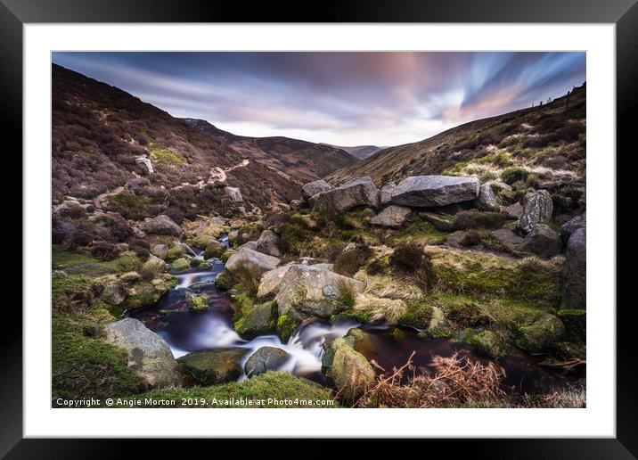 Grindsbrook Clough View to Edale Framed Mounted Print by Angie Morton