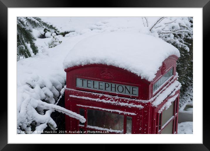 Phone Box in the Snow  Framed Mounted Print by Rob Hawkins