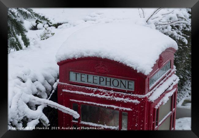 Phone Box in the Snow  Framed Print by Rob Hawkins