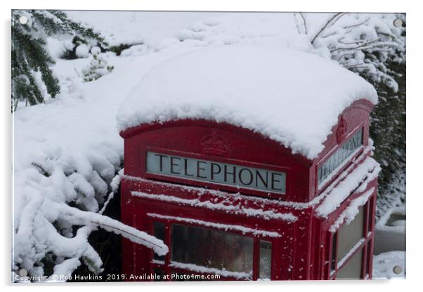 Phone Box in the Snow  Acrylic by Rob Hawkins