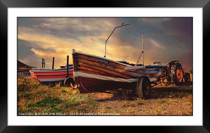 "Skinningrove Boats" Framed Mounted Print by ROS RIDLEY