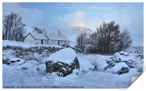 Blackrock Cottage at Glencoe  Print by Lady Debra Bowers L.R.P.S