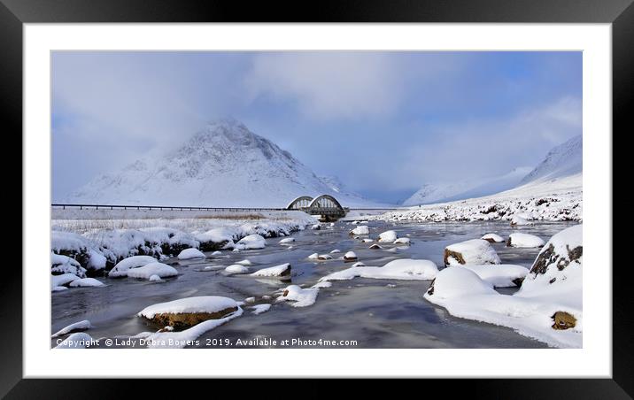 Buachaille Etive Mor and bridge from the river  Framed Mounted Print by Lady Debra Bowers L.R.P.S