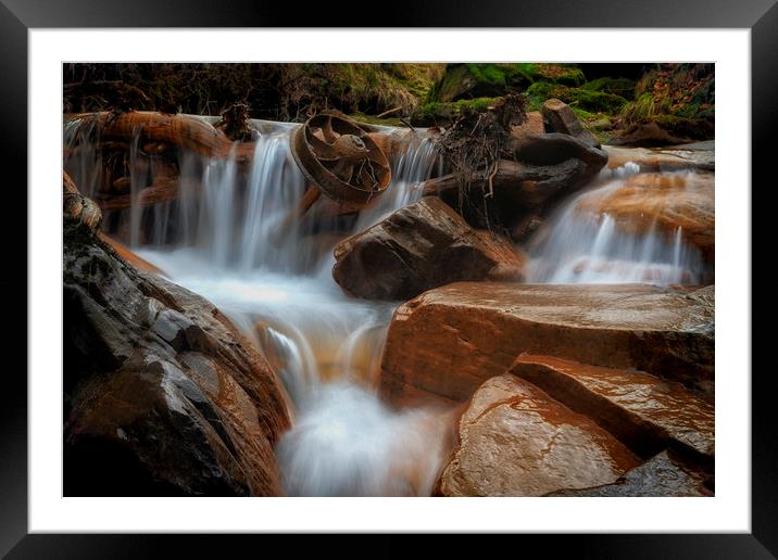 Melincourt Brook cascade Framed Mounted Print by Leighton Collins