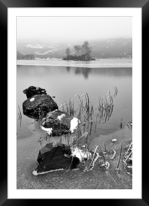 Cumbrian Winter Lakeside   Framed Mounted Print by Alan Barr